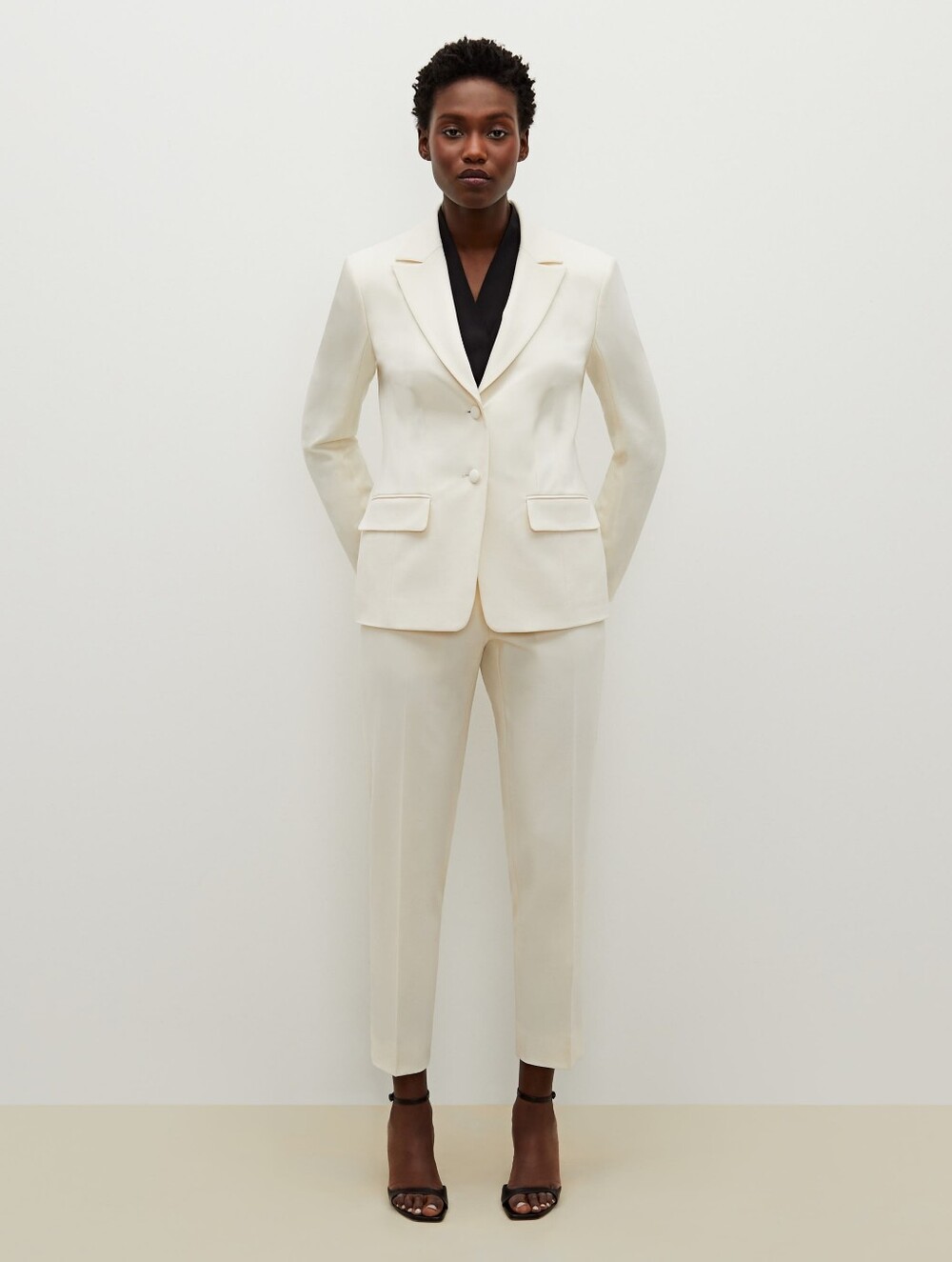 MM Lafluer The Bennett Blazer Jacket - Italian Wool Twill - Ivory - Size 2